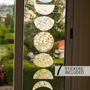Moon Phase Suncatcher Sticker, Rainbow Window Film, Window Prism Suncatcher, Sun catcher sticker