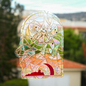 Sun Moth Suncatcher Sticker, Rainbow Maker Window Cling, Light Catcher, Boho room decor