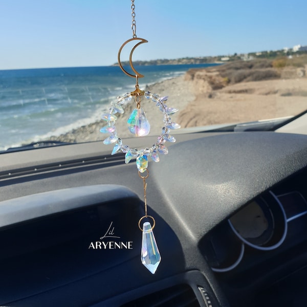 Crystal Sun Catcher, Decor for Car, Prism Suncatcher, Rear View Mirror Accessory, Car Charm, Christmas Gift for Her, Charming Gift for Mom