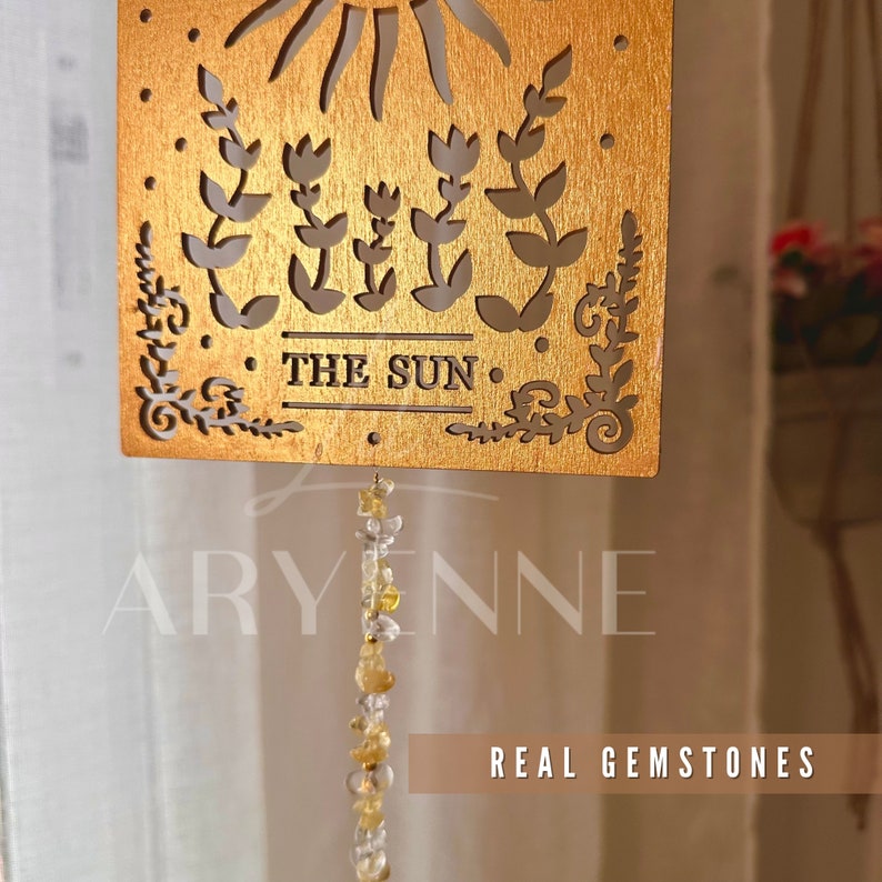 Tarot Card Suncatcher, Citrine Crystal Sun Catcher, Charming Decor, Christmas Gift for Mom, Spiritual Home Decor, Handmade Gift image 3