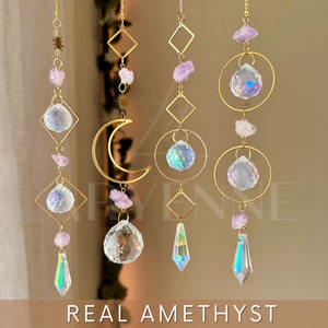 Amethyst Crystal Suncatcher, Light Catcher, Charming Home Decor, Prism Sun Catcher, Boho Room Decor, Charming Gift, Rainbow Suncatcher