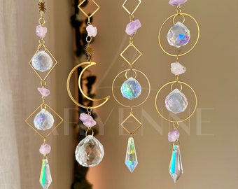 Amethyst Crystal Suncatcher, Light Catcher, Charming Home Decor, Prism Sun Catcher, Boho Room Decor, Charming Gift, Rainbow Suncatcher