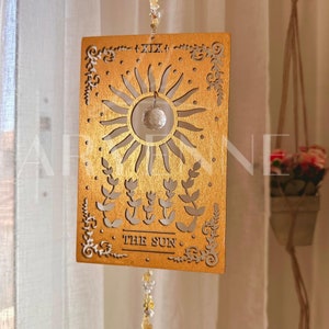 Tarot Card Suncatcher, Citrine Crystal Sun Catcher, Charming Decor, Christmas Gift for Mom, Spiritual Home Decor, Handmade Gift image 7