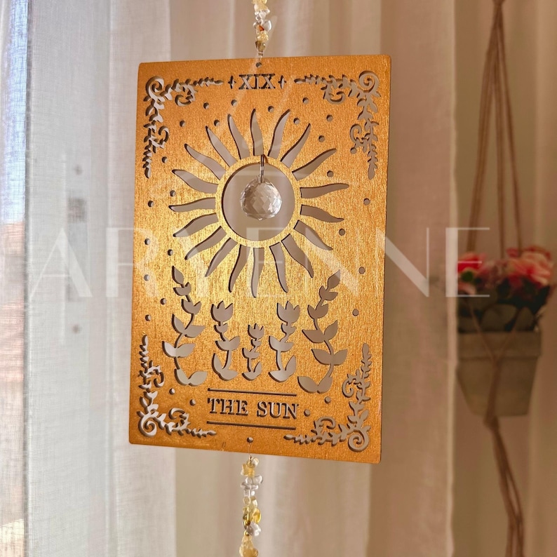 Tarot Card Suncatcher, Citrine Crystal Sun Catcher, Charming Decor, Christmas Gift for Mom, Spiritual Home Decor, Handmade Gift image 7