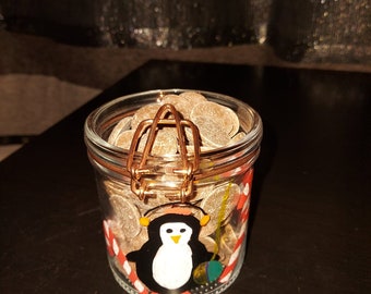 Personalised Organic chocolate in Hand Painted Glass Jar (Christmas Sale)