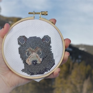 Black Bear Cub - Modern Counted Cross Stitch Pattern (PDF Digital Download Only)