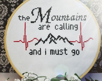 Mountain Quote EKG - Counted Cross Stitch Pattern (Digital Download PDF Only)