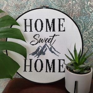 Home Sweet Home Rustic Wall Art Quote - Modern Counted Cross Stitch Pattern (PDF Digital Download Only)