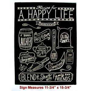 LG Heavy Vintage Style Tin Sign: Recipe for a Happy Life for Family and Friends