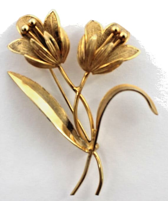 Vintage 1950s Giovani Double Lily Flower Brooch  P