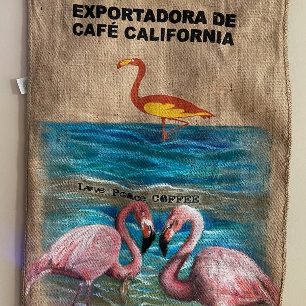 Coffee Sack Painting Flamingo