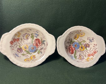 Vernon Kilns mayflower set of 2 handled cereal bowls