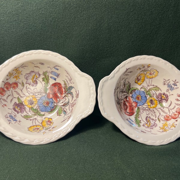 Vernon Kilns mayflower set of 2 handled cereal bowls