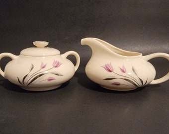 Gladding McBean Franciscan China Carmel Creamer and Sugar Bowl with Lid