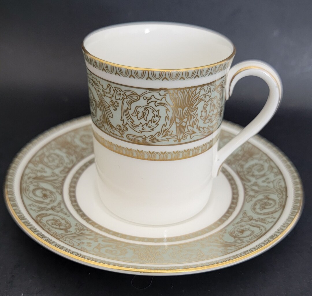 Royal Doulton English Renaissance Flat Demitasse Cup and Saucer W/gold