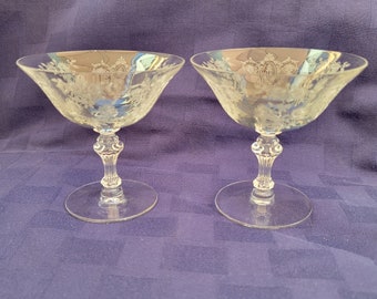 Set of 2 Tiffin - Franciscan Cherokee Rose Low Sherbet Glasses