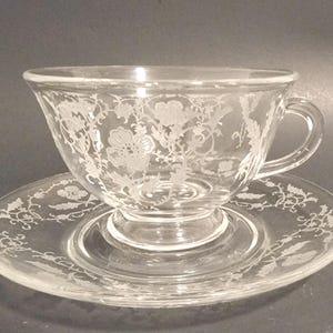 Set of 4 Fostoria Shirley Footed Cups and Saucers