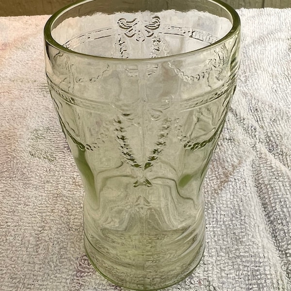 Green Cameo Depression glass juice cups