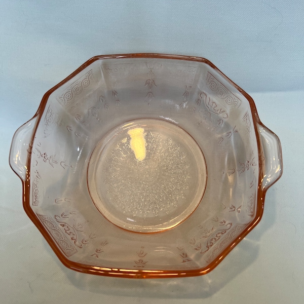 Pink Depression Glass Cereal Bowls Etsy