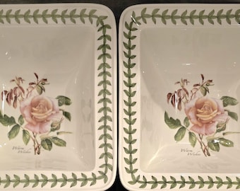 Set of 2 Portmeirion Botanic Garden Square 8 5/8 inch Serving Bowls