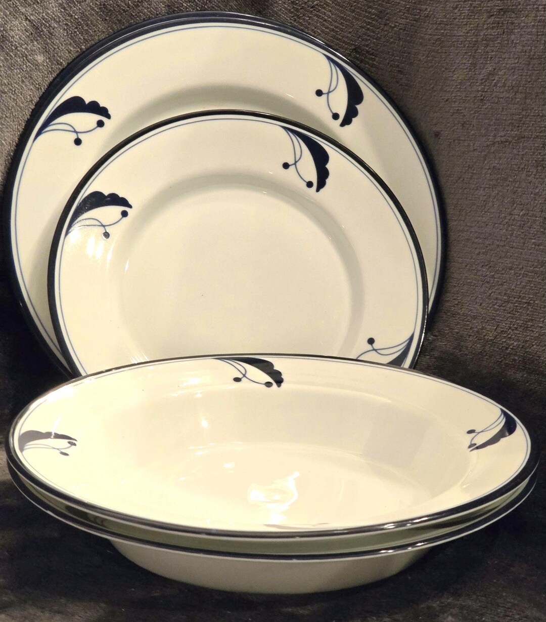Lot of Dansk Flora Bayberry Blue Rimmed Bowls and Plates - Etsy