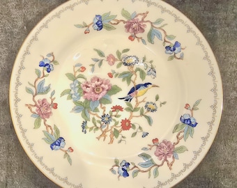 Set of 2 Aynsley Pembroke Birds and Floral  Bread & Butter Plates