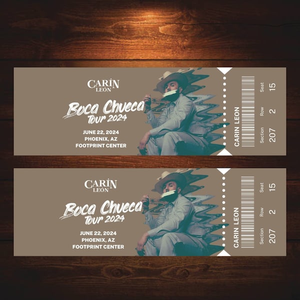 Personalized Carin Leon Boca Chueca tour Concert Ticket