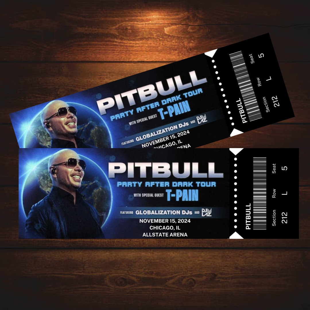 Personalized Pitbull Party After Dark Tour Concert Ticket Etsy