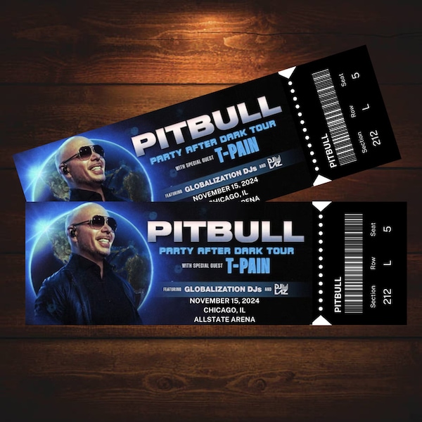 Personalized Pitbull Party After Dark Tour  Concert Ticket