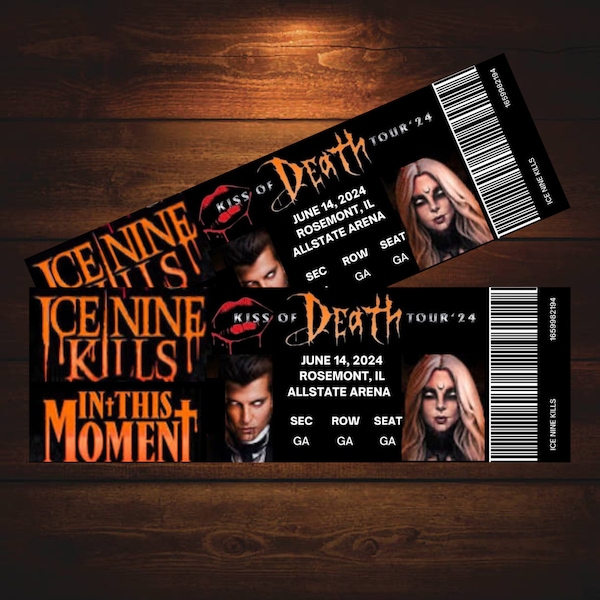 Personalized Ice Nine Kills Kiss of Death Tour Concert Ticket