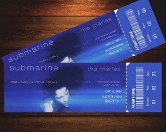 Personalized the marías submarine North American Tour Concert Ticket