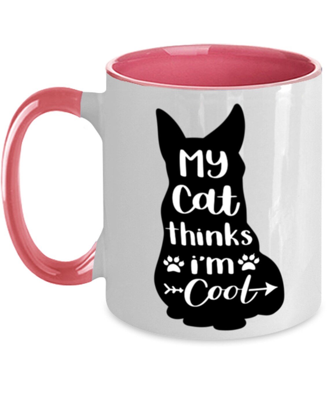 Cat Coffee Mug Two Tone My Cat Thinks I'm Cool Unique Etsy