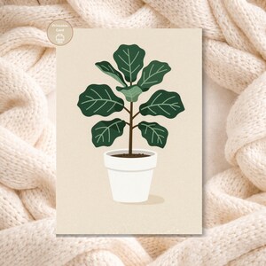 Printable Fiddle Leaf Card, Botanical Houseplant Greeting (Digital Download)