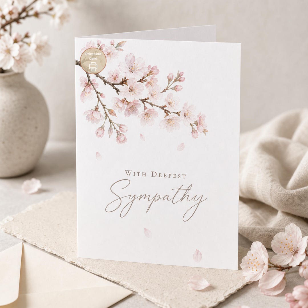 Sympathy Card, Cherry Blossom Printable, Deepest Condolence Download - Etsy