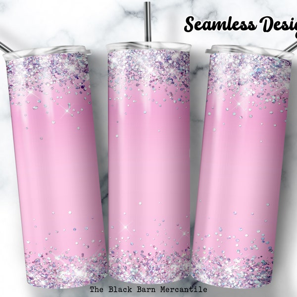 Pink Iridescent Glitter 20 oz. Skinny Tumbler Wrap, Background Tumbler, Glitter Tumbler, Ombre, Seamless Sublimation, Digital Download