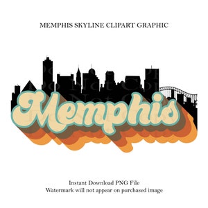 Retro Memphis City Skyline, Sublimation Design, Tennessee Clipart, Print and Cut Sticker, Digital Download, State Decals, Retro Font