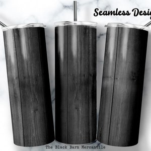 Madera rústica de granero negro 20 oz. Envoltura de vaso flaco, envoltura de vaso de fondo, envolturas de vaso de grano de madera, imágenes prediseñadas, sublimación sin costuras, digital