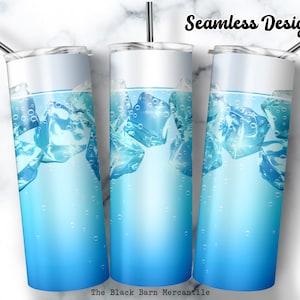 Iced Blue Drink 20 oz. Skinny Tumbler Wrap, Getränke Tumbler Wrap, Clipart, Eiswürfel Tumbler Wrap, nahtlose Sublimation, digitaler Download