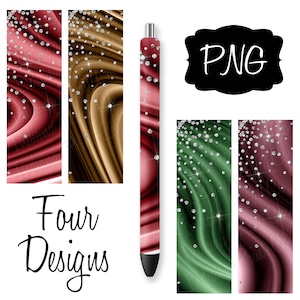 Diamanten &Satijn Pen Wraps, Vier Ontwerpen, Inkjoy Epoxy Pen Wraps, Pen Skins, Sublimatie Pen Design, Instant Digital Download, PNG