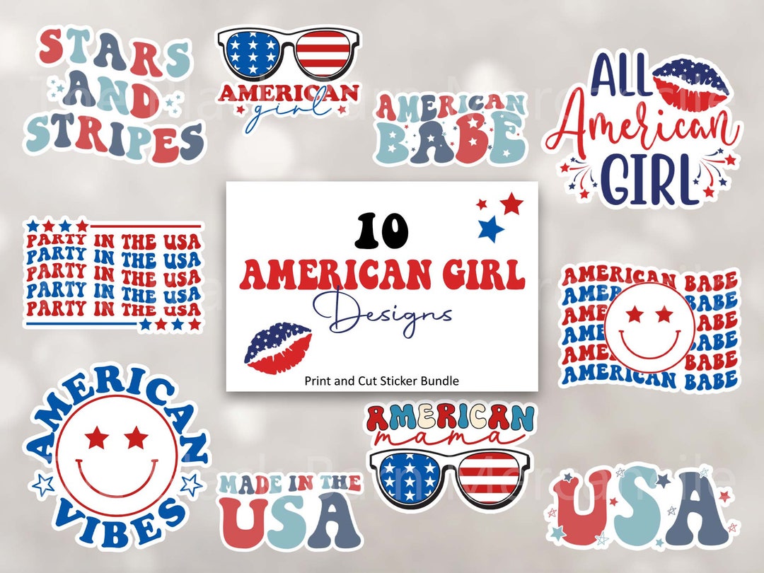 American Girl Printable Sticker Bundle, Retro Sticker Bundle, Print and ...