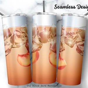 Gefrorenes Pfirsich-Tee-Getränk 20 Unze. Skinny Tumbler Wrap, Getränke Tumbler Wrap, Pfirsich Clipart, Eiswürfel Tumbler Wrap, nahtlose Sublimation, Digital