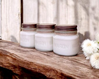 Mason Jar Soy Candle: Rustic Farmhouse Spring/Summer Scented Candle, 8oz