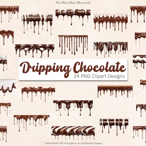 Dripping Chocolate Clipart Bundle: Watercolor Icing Designs (Digital Download)