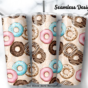 Donut 20 oz. Skinny Tumbler Wrap, Donut Tumbler, Bakkerij Clipart, Donut Tumbler Wrap, Voedsel Clipart, Naadloze Sublimatie, Digitaal