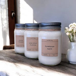 Mason Jar Candle, Spring/Summer Scents, Choice of Fragrance, Farmhouse Candles, Fruity, Florals, & Herbal Scented Soy Candles, 8oz., 16 oz.
