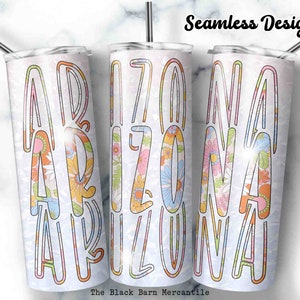 Arizona Tumbler Wrap: Retro Floral State Design (Digital Download)
