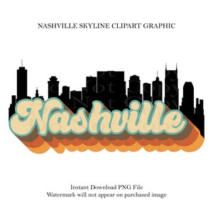 Retro Nashville City Skyline, Sublimation Design, Tennessee Clipart, Print and Cut Sticker, Digital Download, State Decals, Retro Font