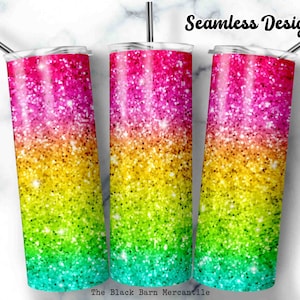 Rainbow Glitter Tumbler Wrap: Seamless Sublimation Design (Digital Download)