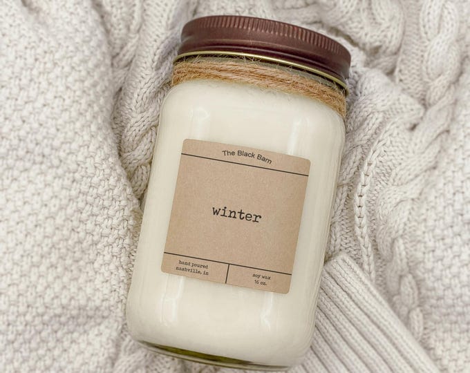 Mason Jar Soy Candle: Fall & Winter Scents, Hand-Poured Farmhouse Candle (8oz., 16oz.)