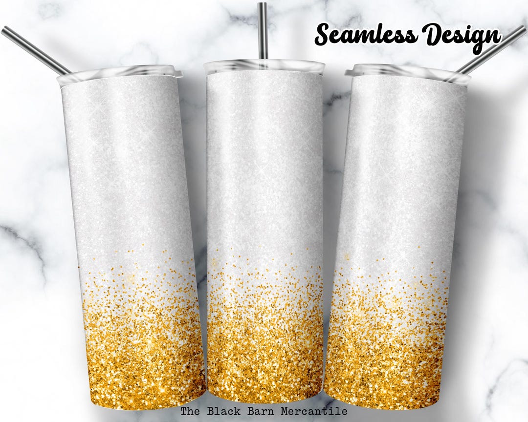 Gold Glitter 20 Oz Skinny Tumbler Wrap, Seamless Sublimation Design ...